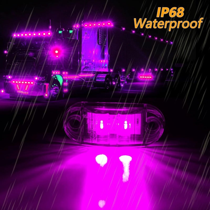ALFU DC12-24V IP68 Waterproof LED Trailer Lights Kit Front Rear LED Side Marker Clearance Indicators Light for RV Camper Truck Van Caravan Boat Trailer （Purple） - Image 5